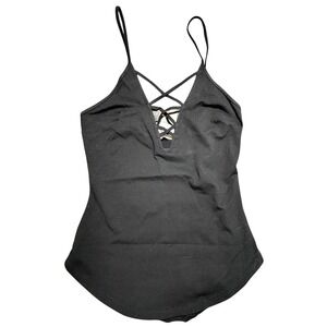 Express One Eleven Womens Black Lace Up V-Neck Tank XS NWT 06672557 0058 Strappy